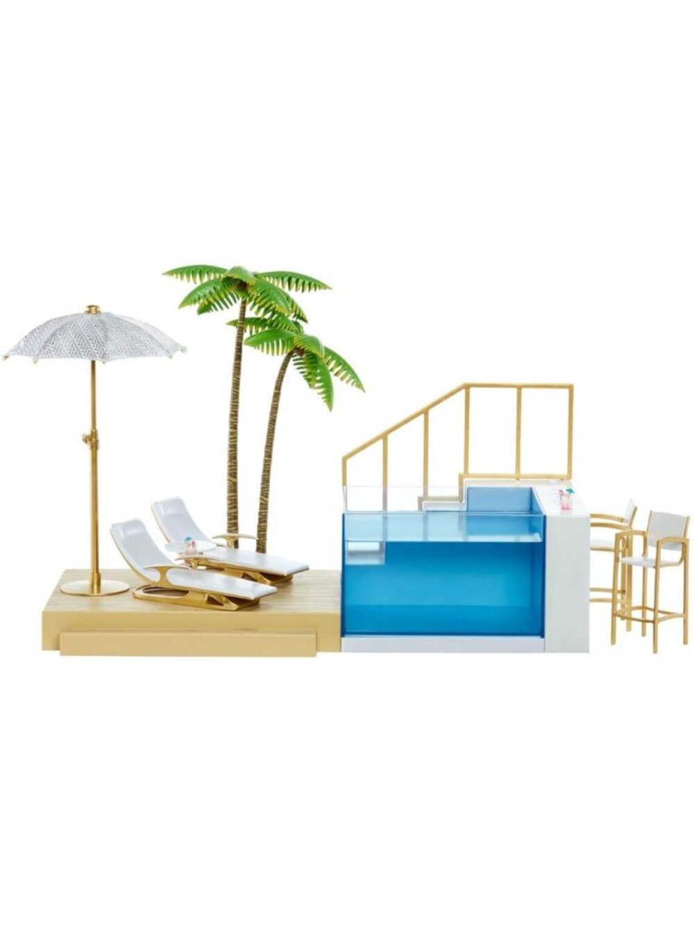 Color Change Playset: 7-in-1 Light-Up Pool & Umbrella for 7 Fashion Dolls, Kids